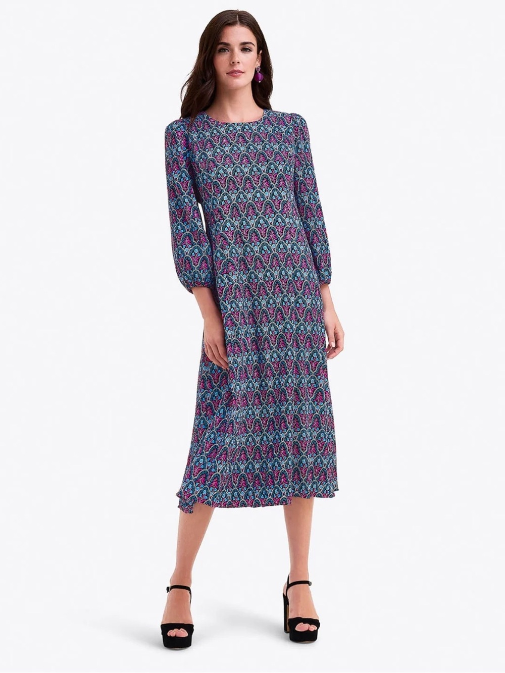 Draper James Floral Long Sleeve Midi Dress Size 6 NWT $198